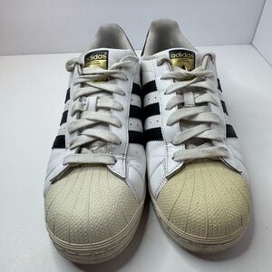 Adidas Superstar Sneakers in White with Black Stripes Men's Size 10